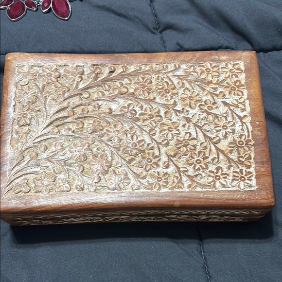 Floral Carved Wooden Box - Picture 1 of 1